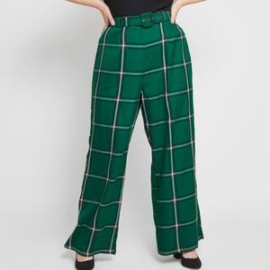 Modcloth Green Plaid Wide Leg Pants Size 18 NWT